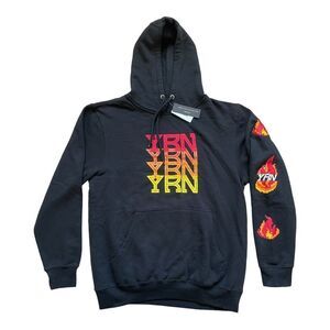 🆕 Yung Rich Nation YRN Black Pixel Flame Hoodie | Medium